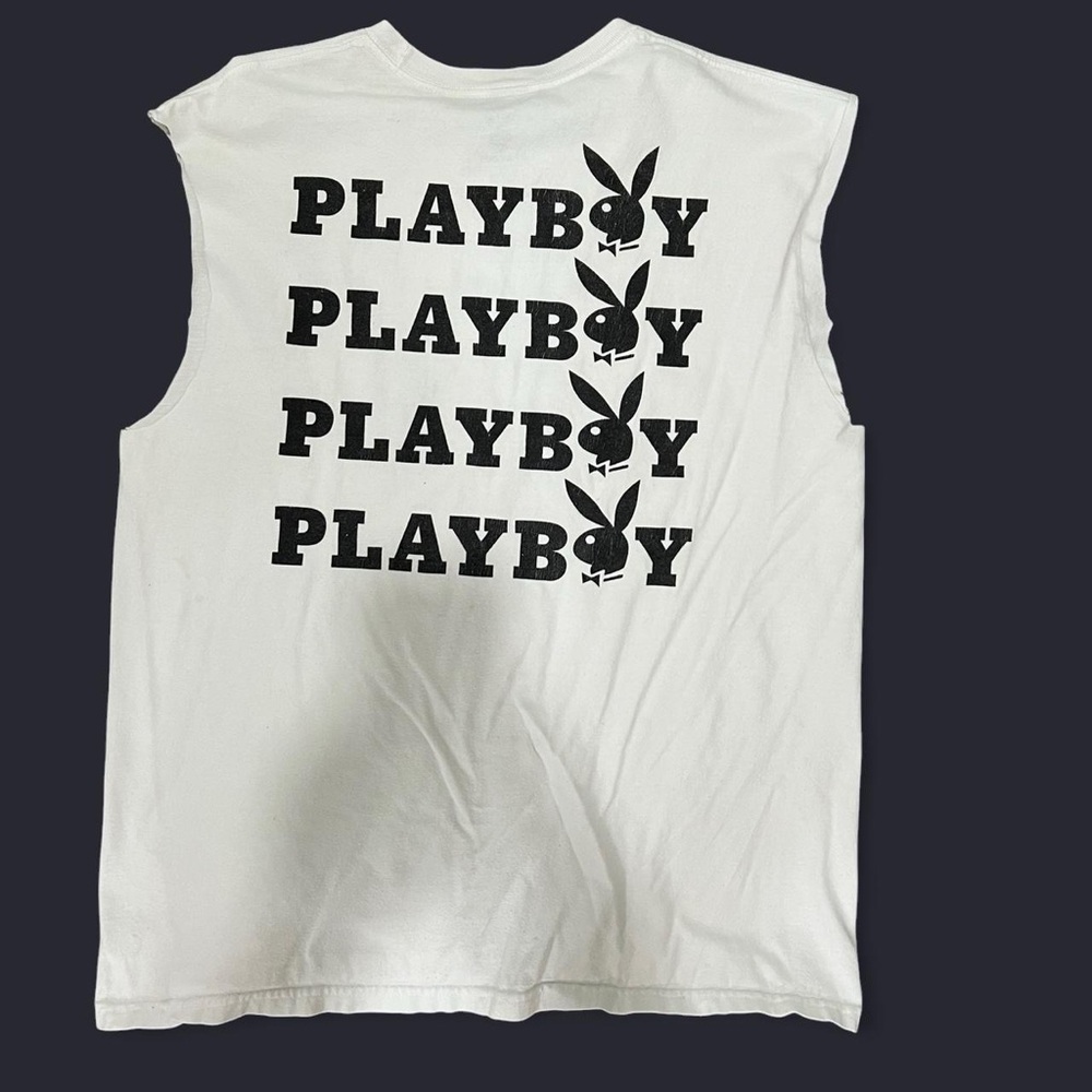 PLAYBOY White Sleeveless Top with Black Logo